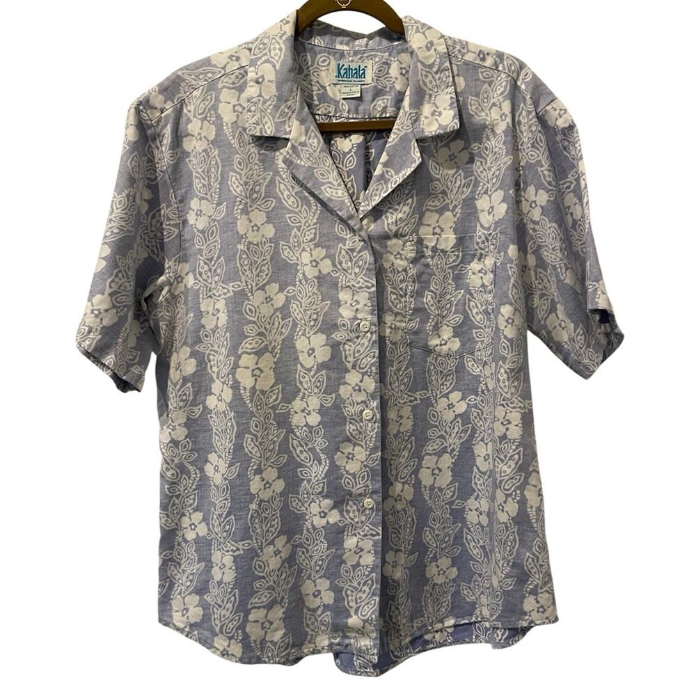 VTG KAHALA Men Hawaiian Shirt Reverse Tropical Print Large 100% Cotton USA-Stain